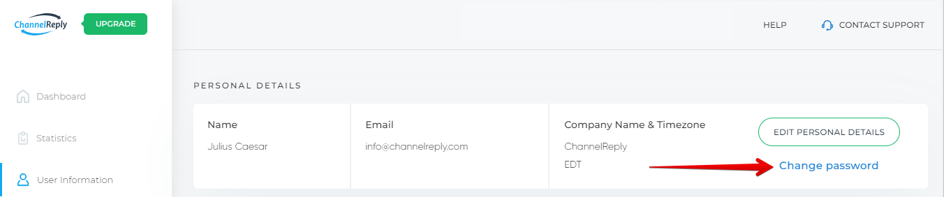 Change ChannelReply Password Button