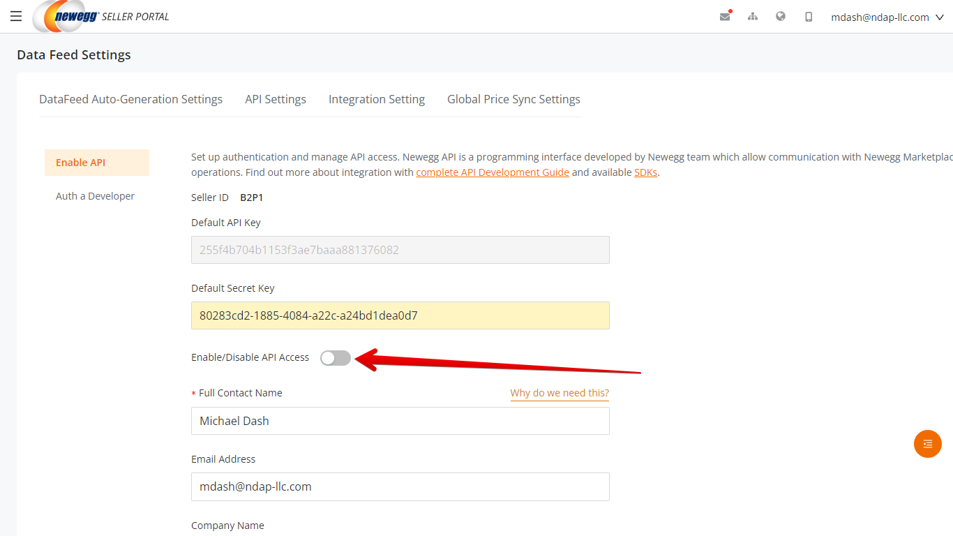 Grey API Access Status Indicator