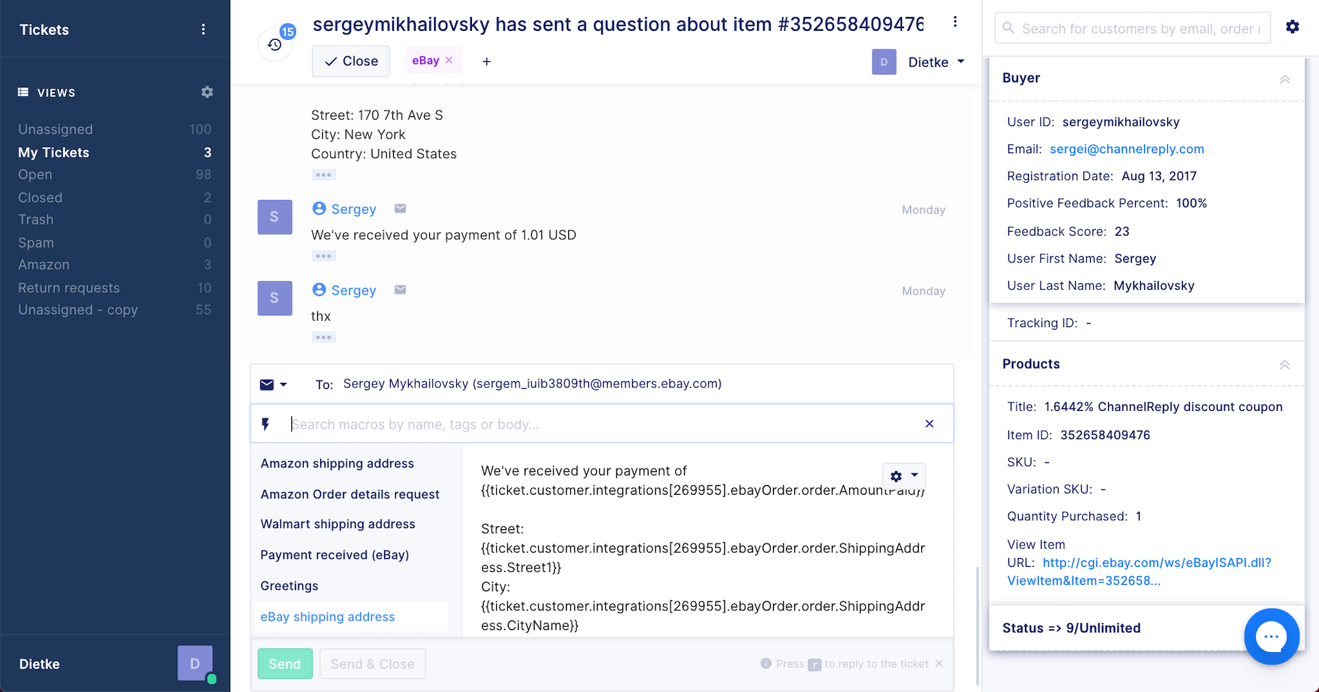 ChannelReply Placeholders in a Gorgias Macro