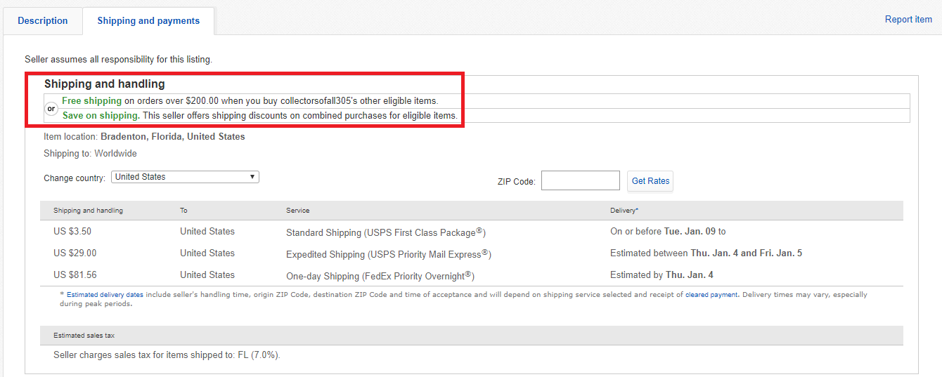 eBay Save on Shipping Combined Postage Notification