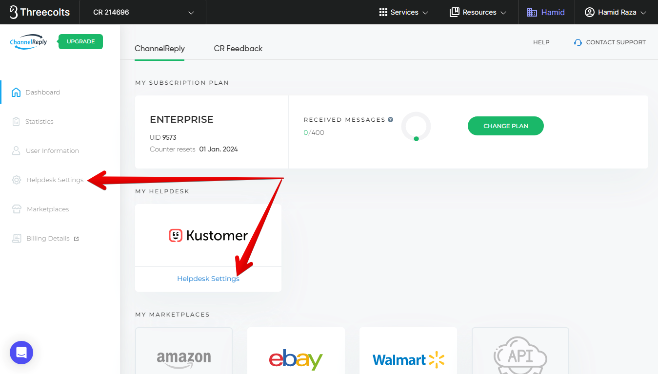 Helpdesk Settings in ChannelReply