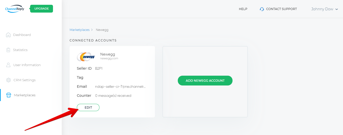 Edit Button on a Connected Account