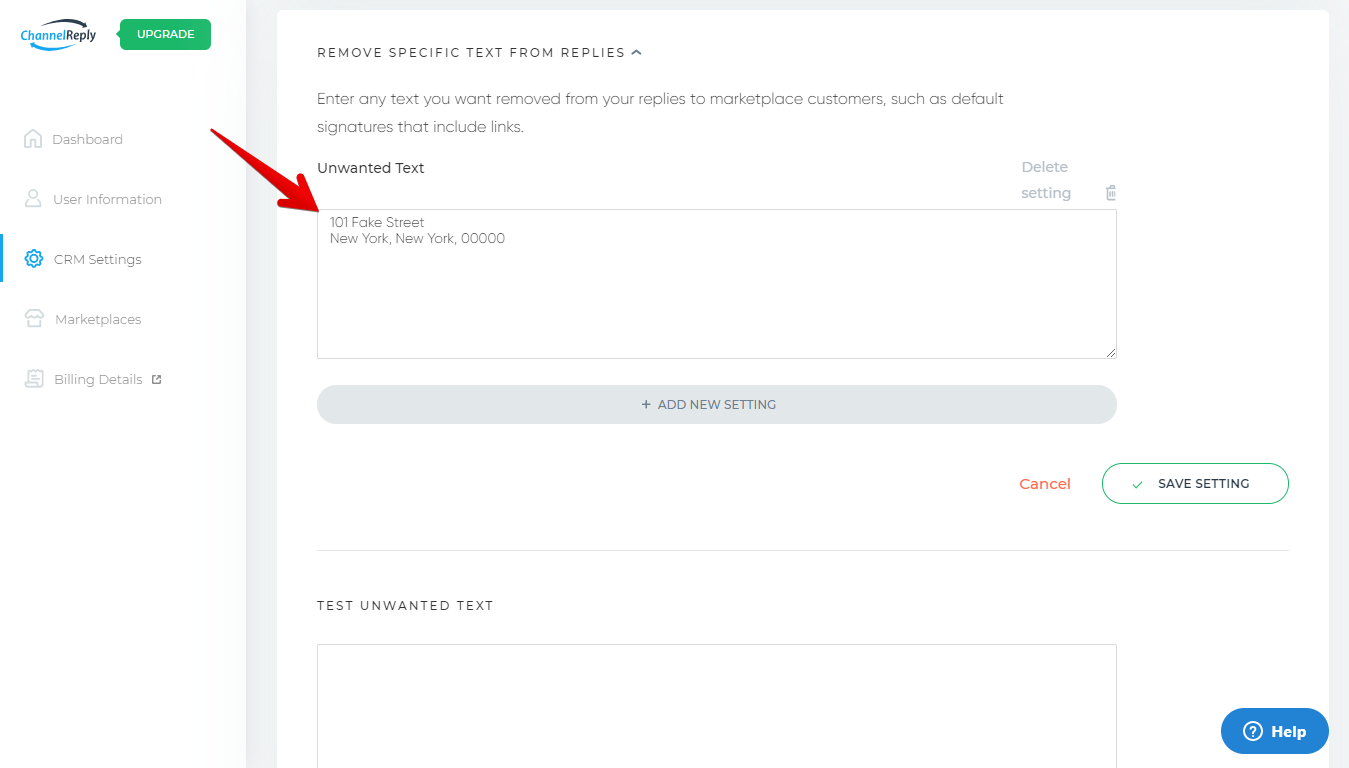 Removing a Business Address from Replies to eBay, Amazon and Walmart Messages
