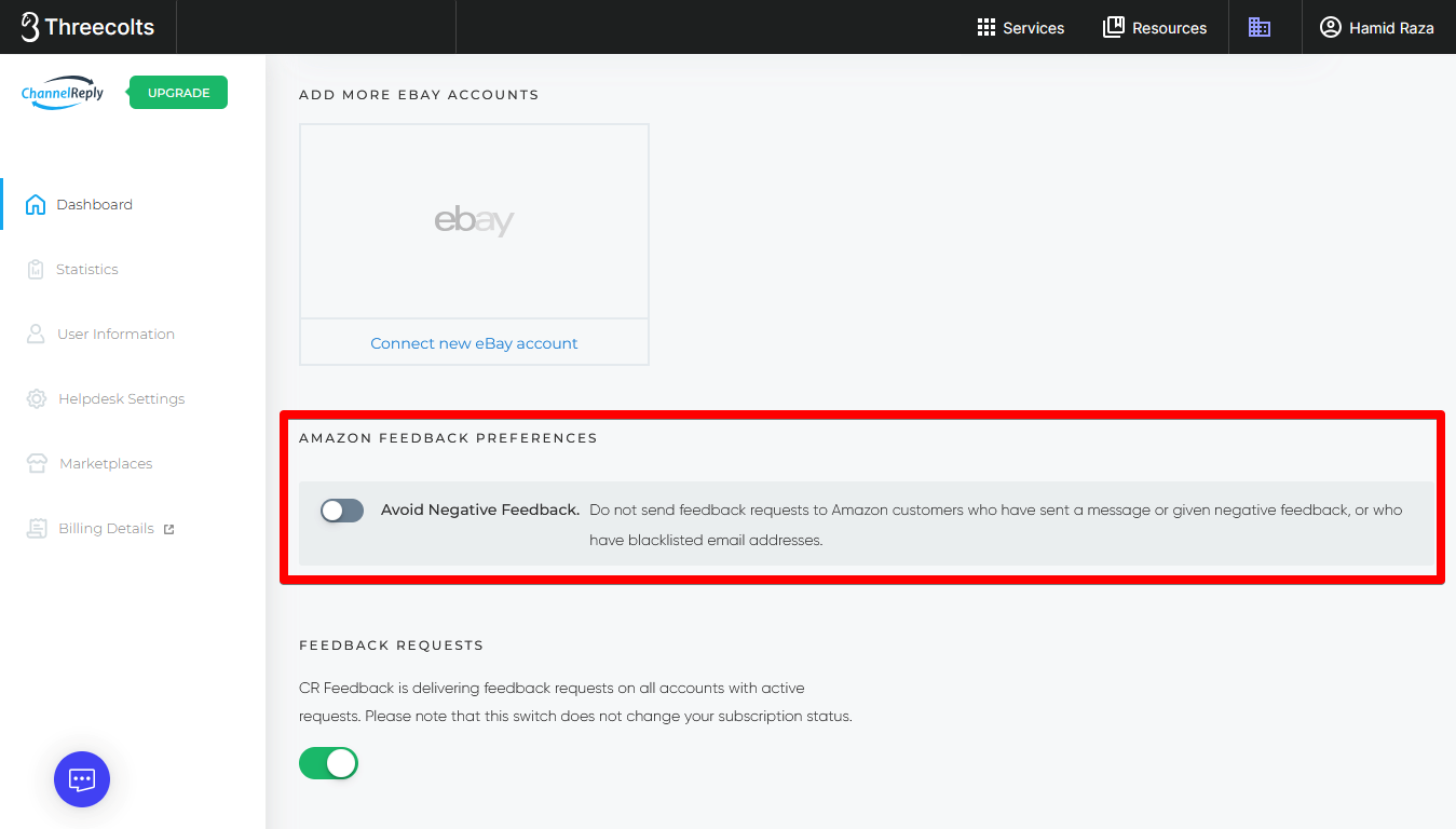 CR Feedback avoid negative feedback setting
