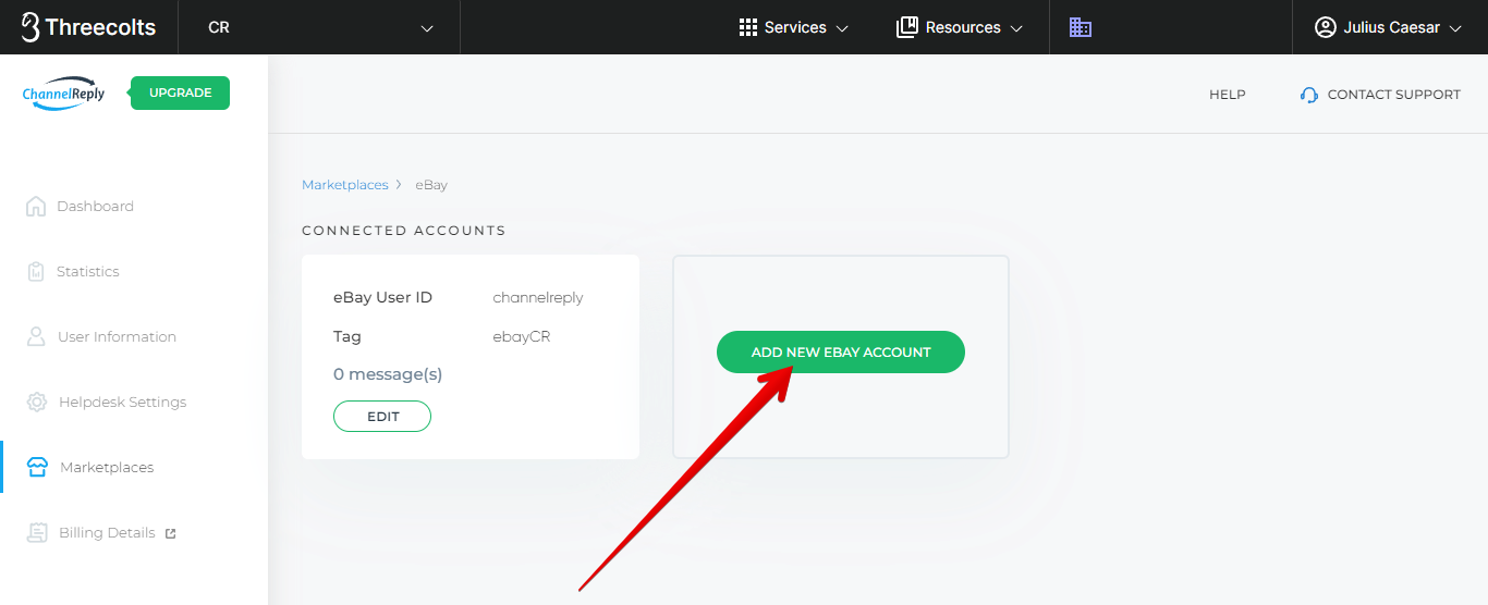 Add New eBay Account Button