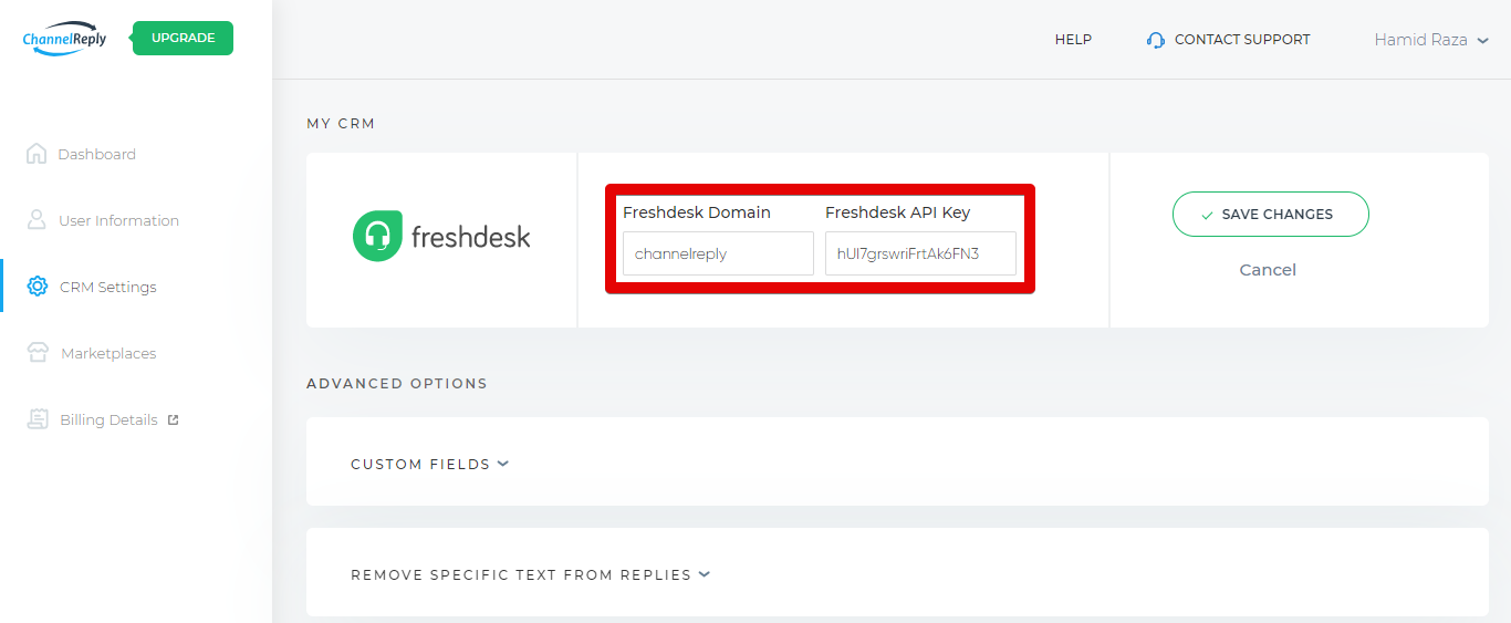Copying Your Freshdesk Domain and API Key