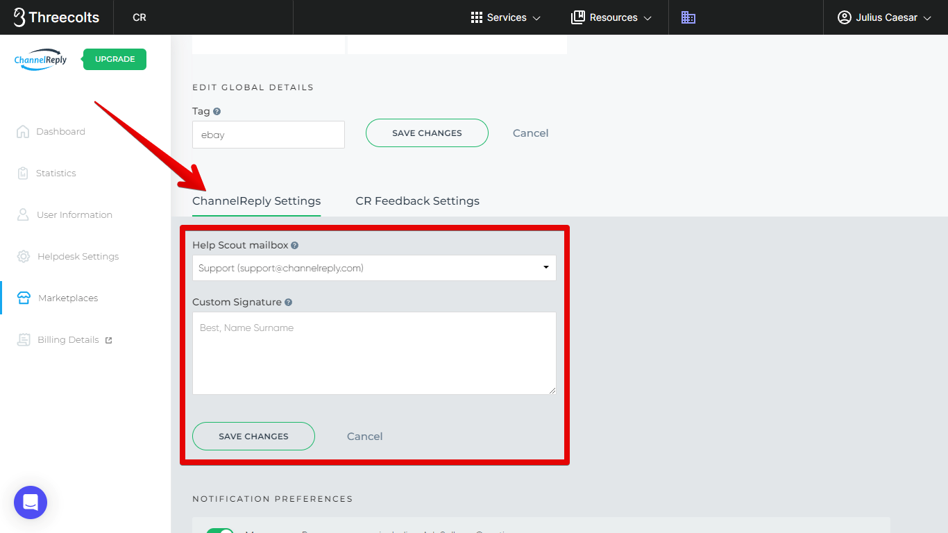 ChannelReply Settings Section