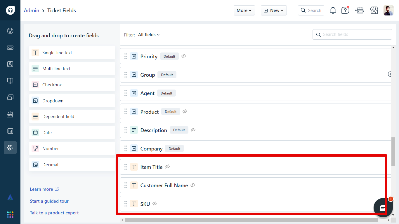 eBay, Amazon and Walmart Custom Fields in Freshdesk