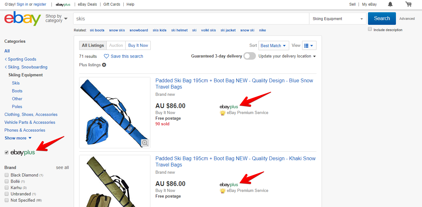 Filtering Search Results by eBay Plus Listings