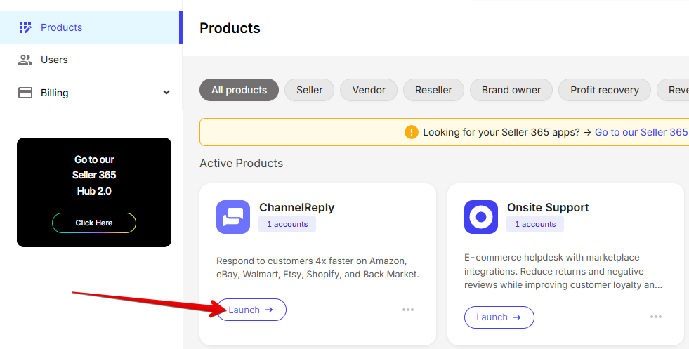 Launch button for ChannelReply in Threecolts Manager