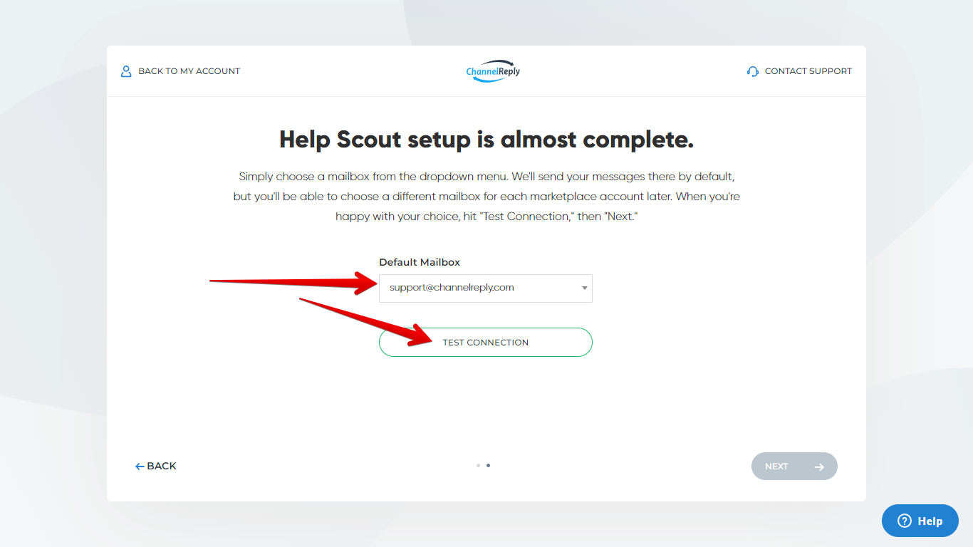 Default Mailbox Field and Test Connection Button