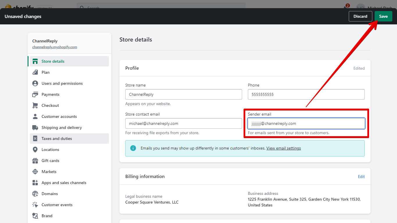 Changing the Sender Email in Shopify