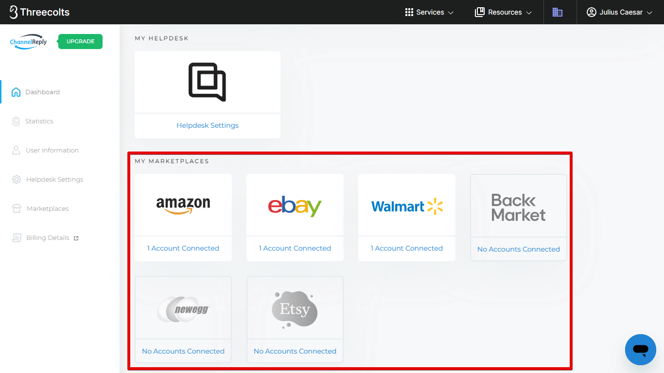 My Marketplaces for Gorgias with eBay, Walmart, Amazon, Back Market, Newegg and Etsy Integration Options