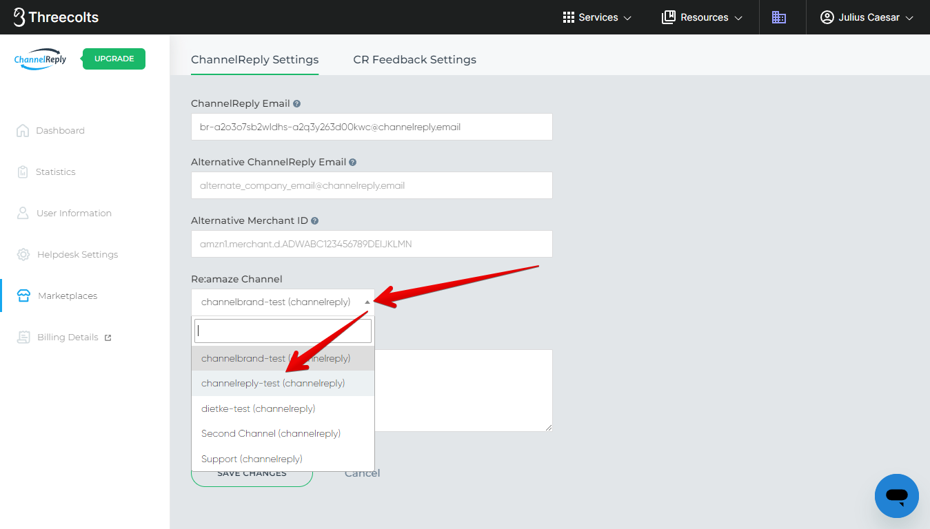 Re:amaze Channel/Brand Selection Option