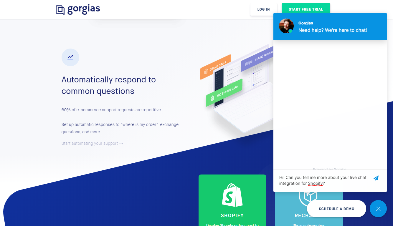 Live Chat with Gorgias