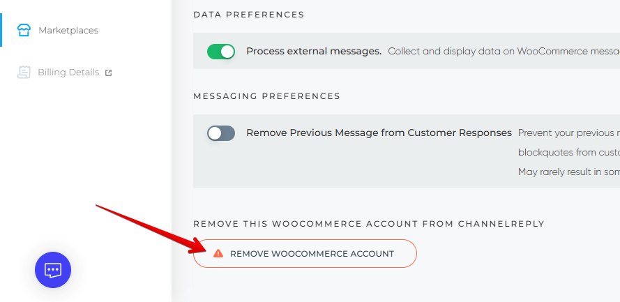 Remove WooCommerce Account button at the bottom of the Edit screen for a WooCommerce account