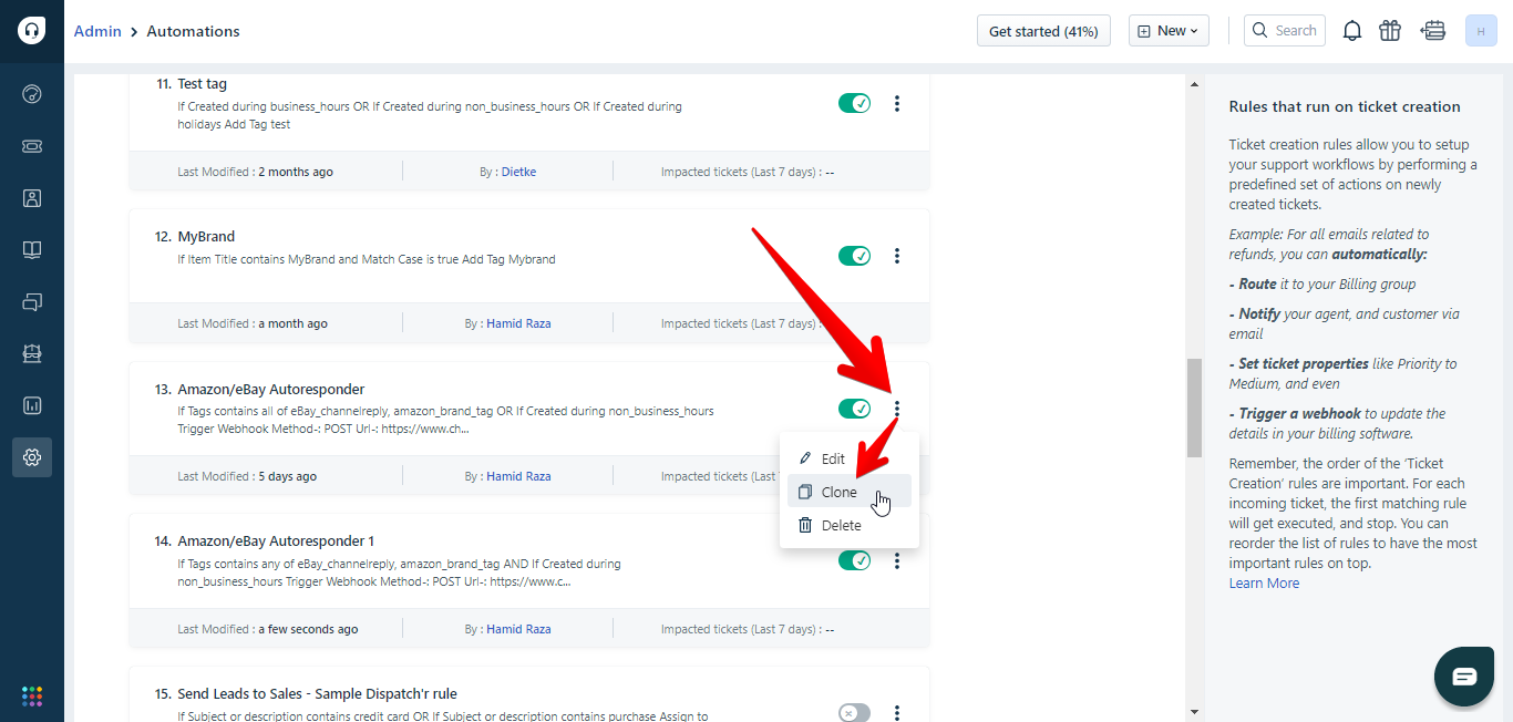 Clone option for autoresponders in Freshdesk 