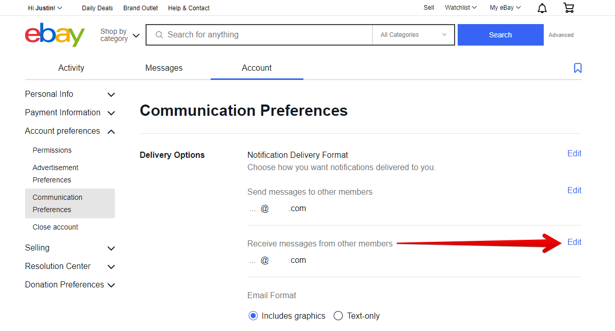 Edit Button for Receive Messages from Other Members