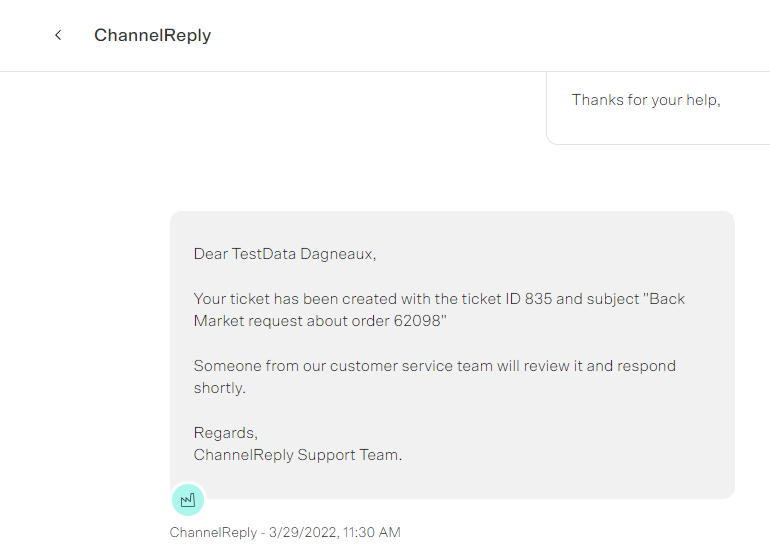 Autoreply with default placeholders inside Back Market