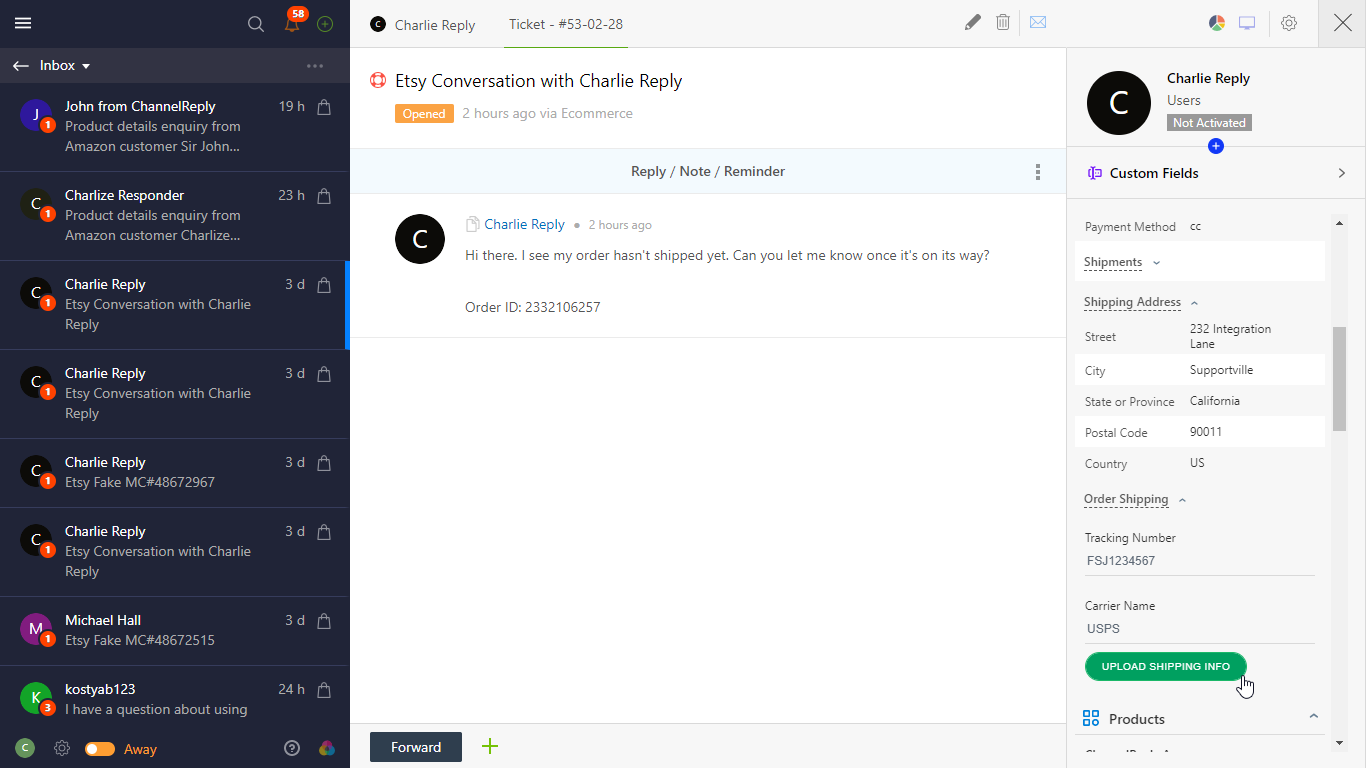 Uploading Shipping Info to Etsy in Onsite