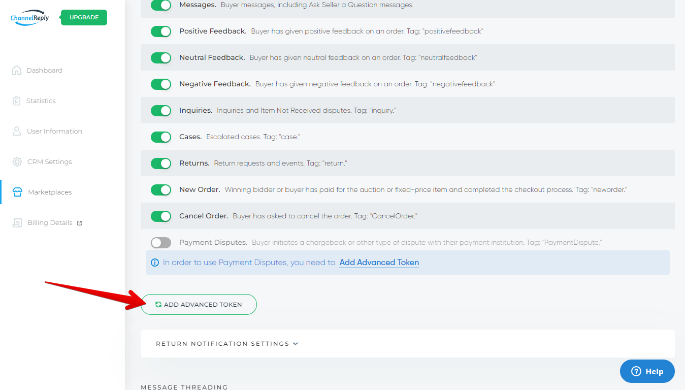 Add Advanced Token Button