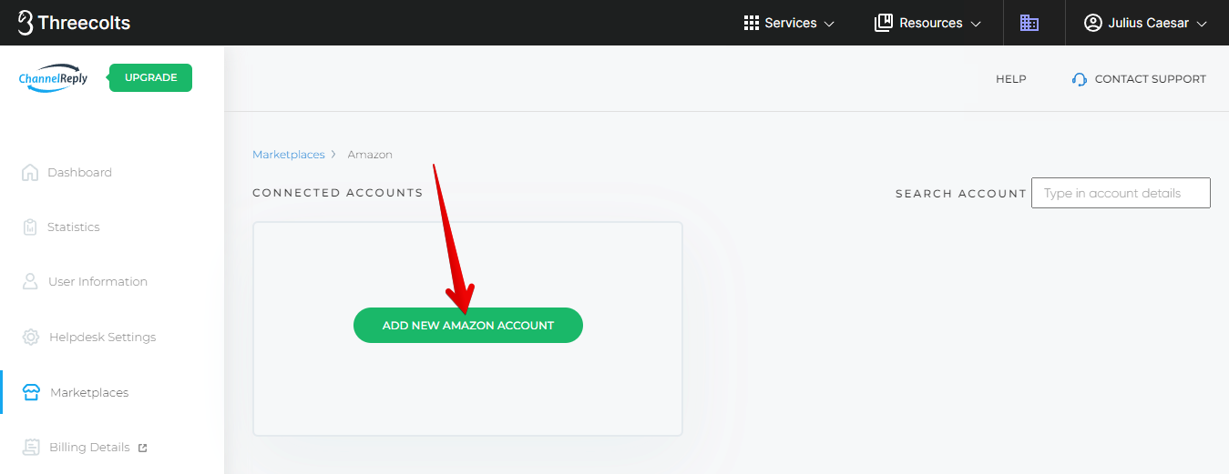 Add New Amazon Account Button