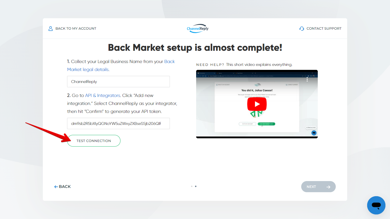 Test Connection button