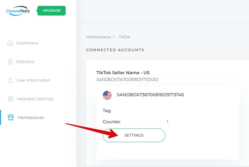 Settings button