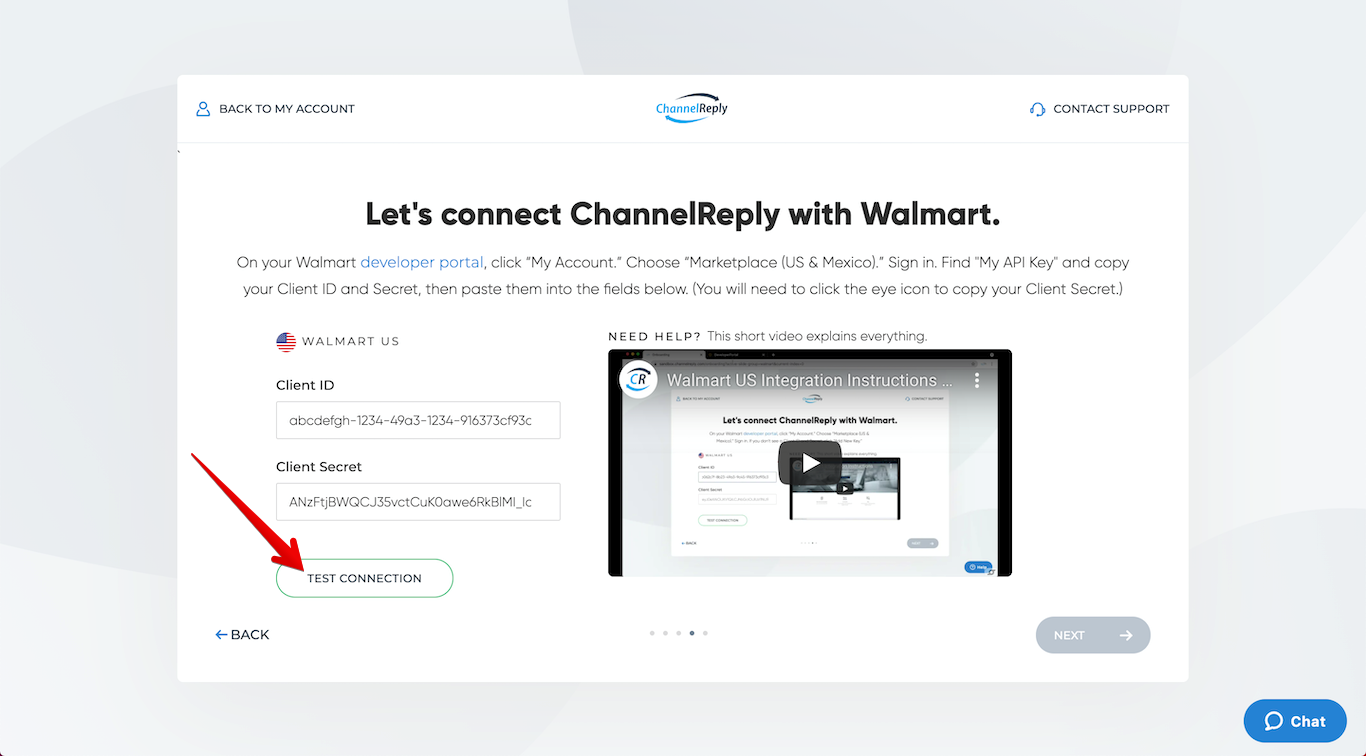 Click Test Connection