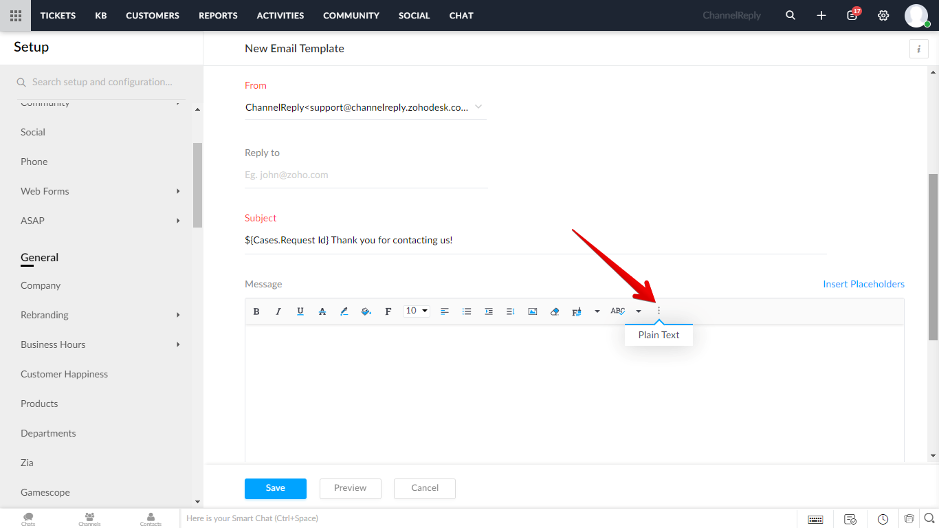 More button and Plain Text option