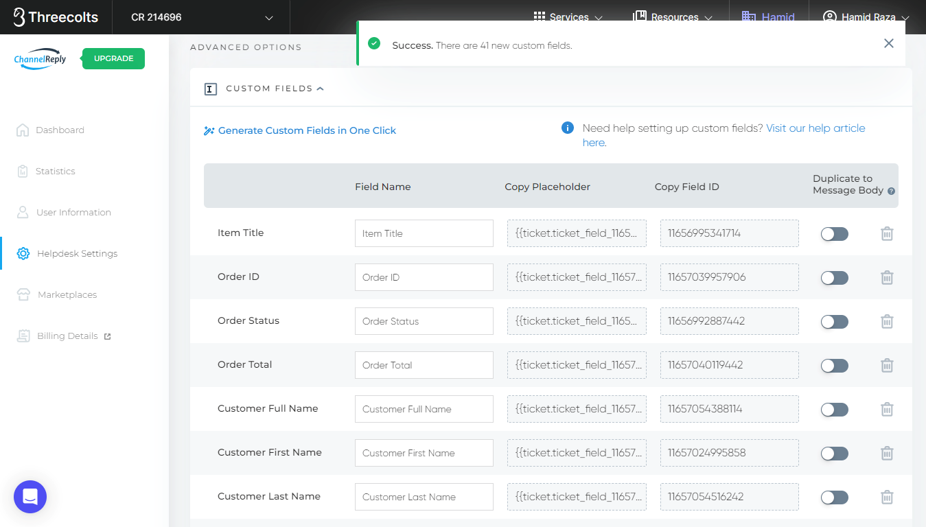 All Custom Fields Generated