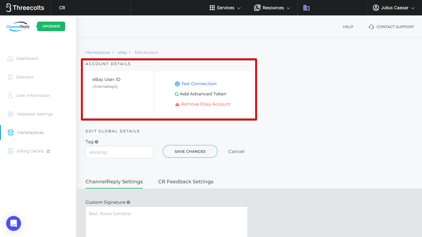 Account Details Section
