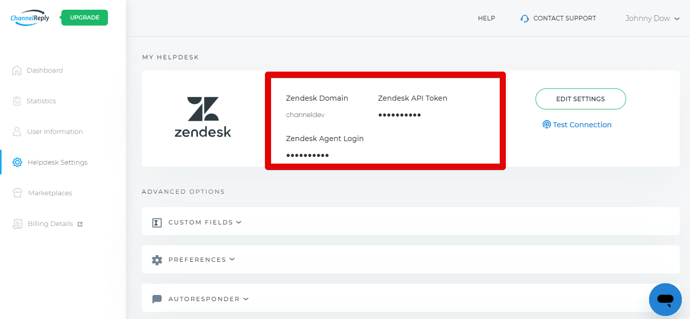 Zendesk classic setup in Helpdesk Settings