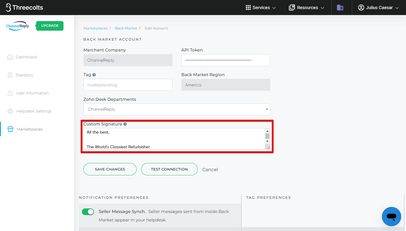 Customer Signature field with signature entered