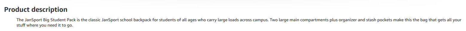 JanSport Big Student Pack Description