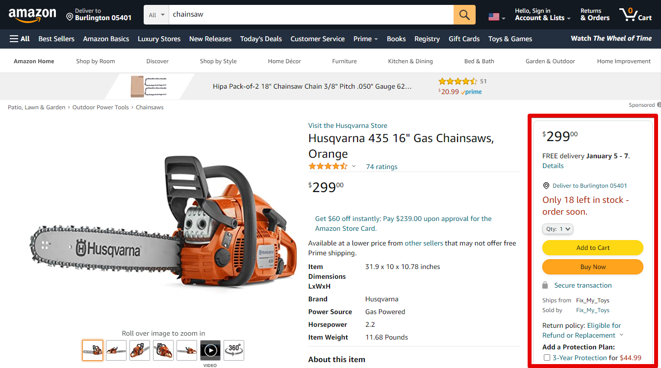 Buy Box, Amazon