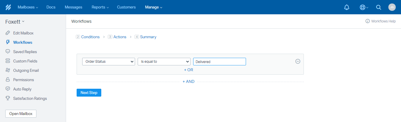 Help Scout Workflow Based on Order Status Custom Field