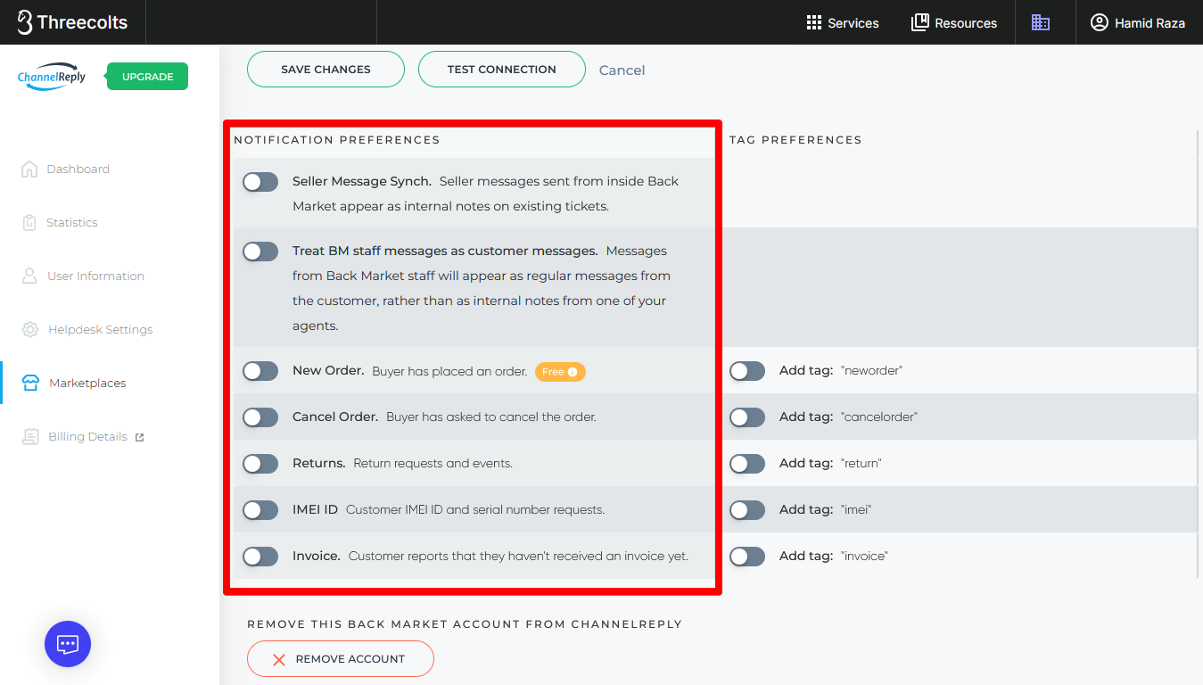 Back Market Notification Preferences in ChannelReply