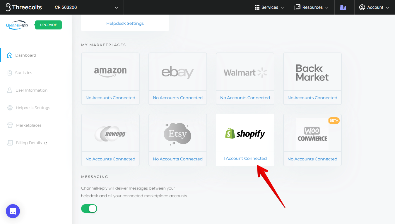 Shopify on the ChannelReply Dashboard