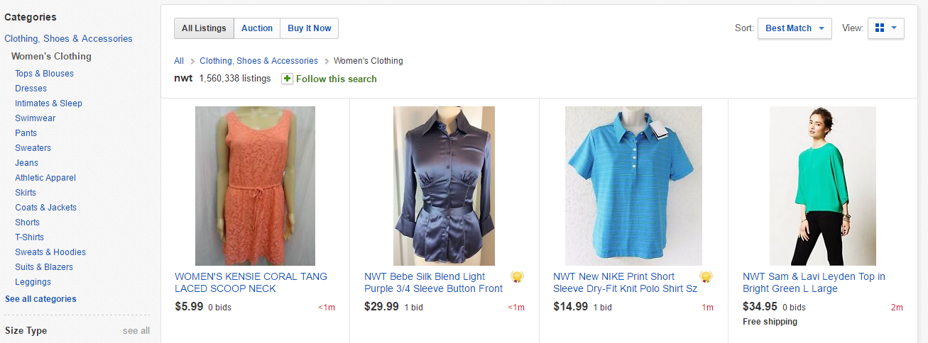 Apparel on eBay