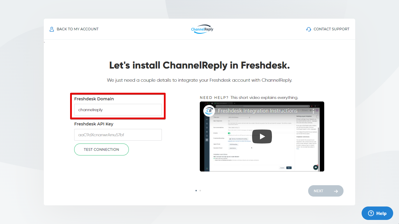 Freshdesk Domain Field