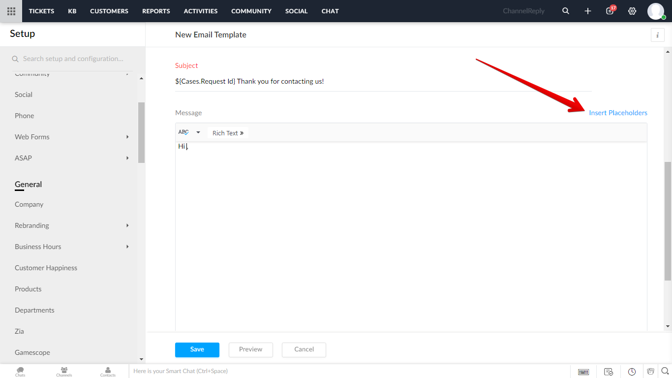 Insert Placeholder button