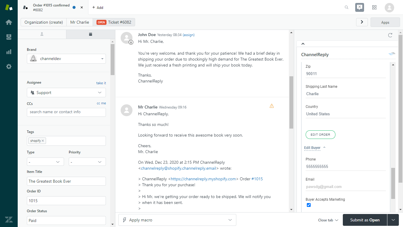 Edit Buyer Details in the ChannelReply App
