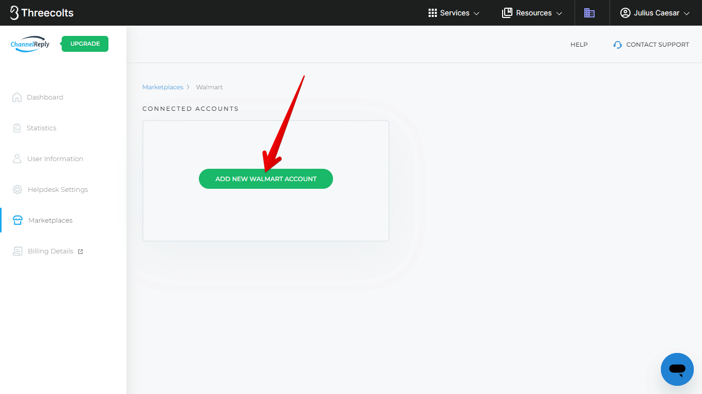 Add New Walmart Account Button