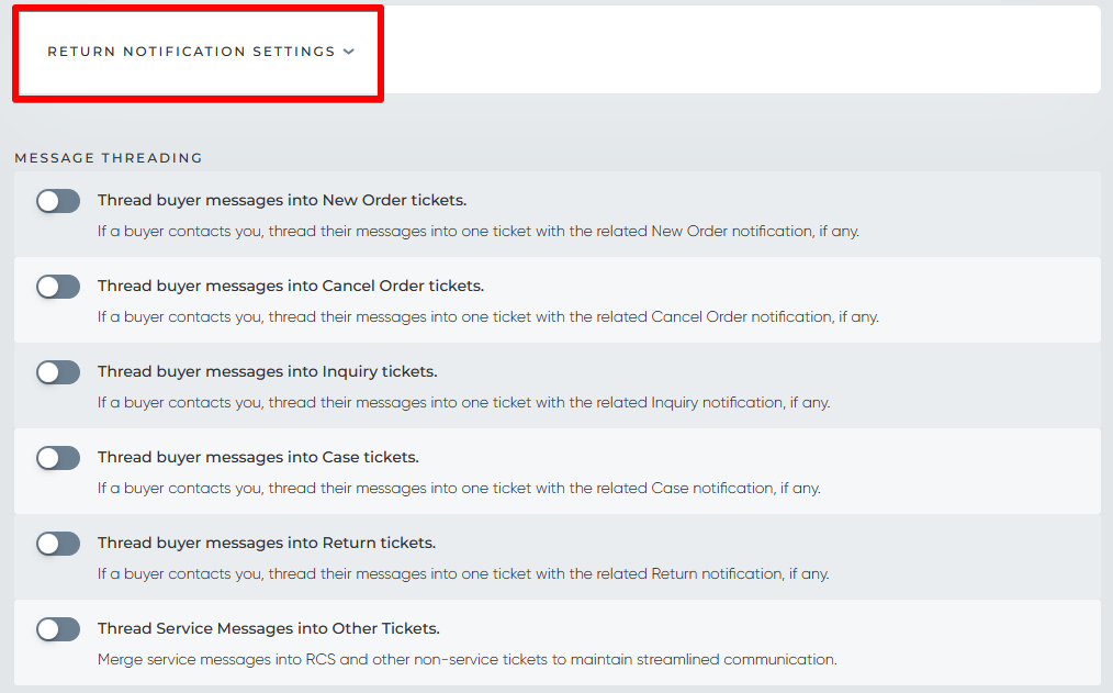 eBay Return Notification Settings in ChannelReply