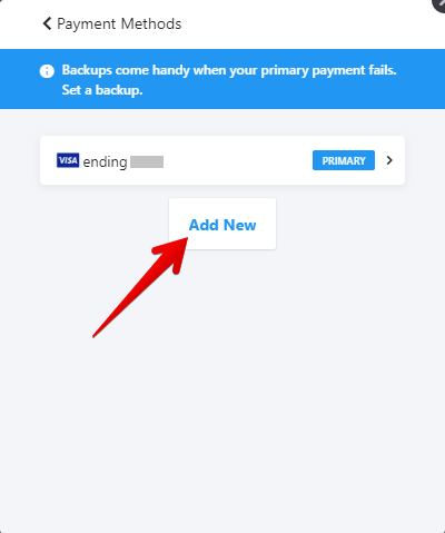 Add Backup Payment Method