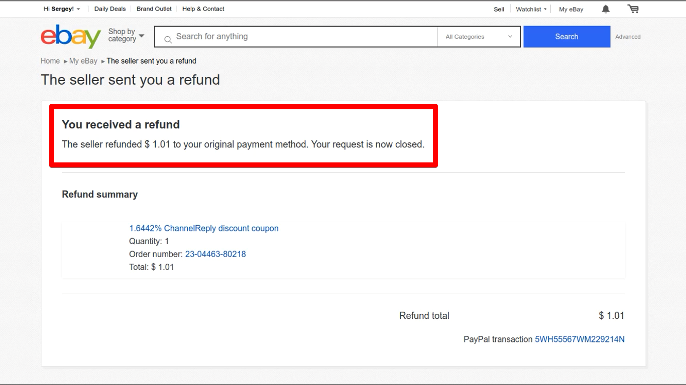 eBay Case Auto-Closed Due to Refund