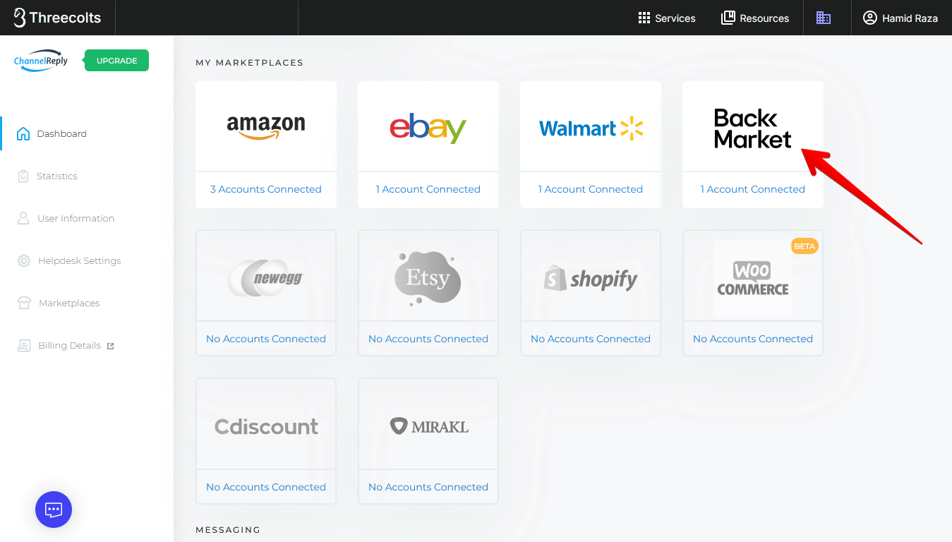 Back Market on the ChannelReply dashboard