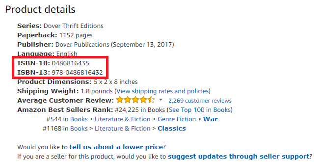 ISBN in Amazon Product Details