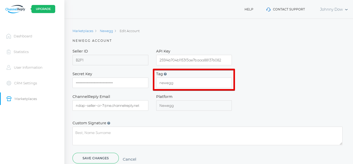 ChannelReply Email Field